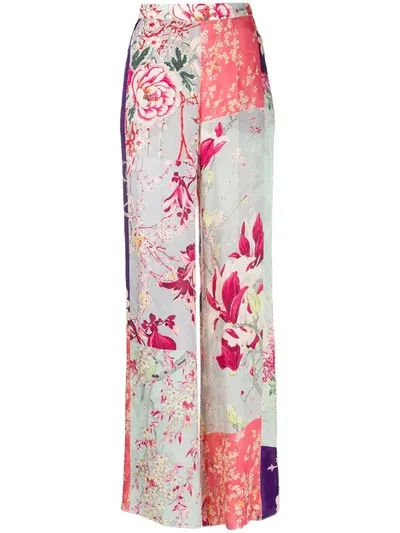 Etro Floral Print Palazzo Pants In Blue