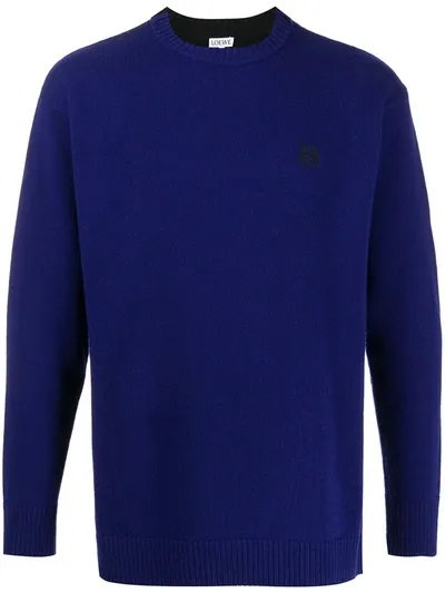 Loewe Anagram Knitted Jumper In Black