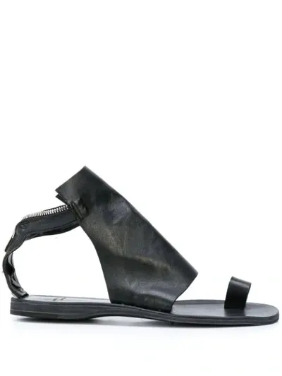 Officine Creative Back Zip Textured Panel Sandals In Black