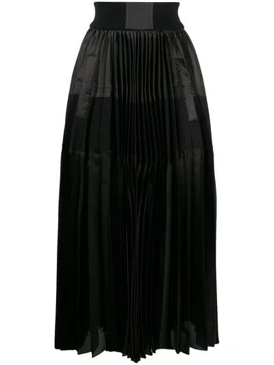 Sacai Pleated Midi Skirt In Black