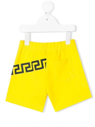 Young Versace Babies' Greca Print Shorts In Yellow