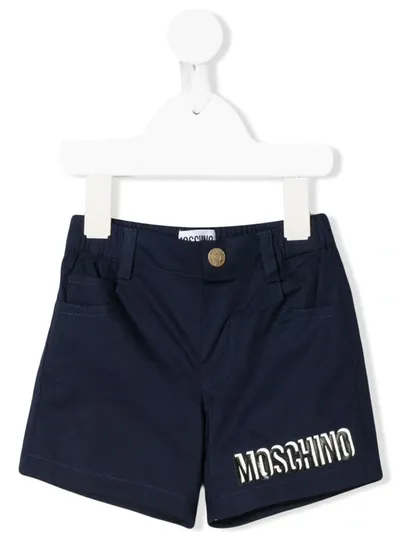 Moschino Babies' Logo Teddy Print Shorts In Blue