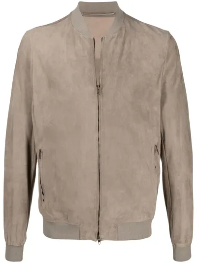 Salvatore Santoro Textured Fitted Bomber Jacket In Beige