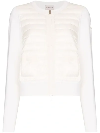 Moncler Padded Wool Cardigan In White