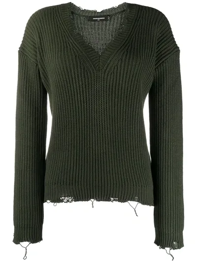 Dsquared2 Distressed Logo-print Sweater In Green