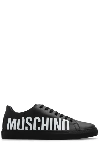 Moschino Black Leather Logo Sneakers