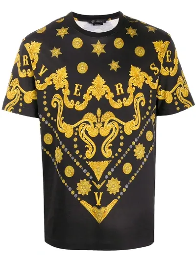 Versace Medusa Baroque Print T-shirt In Black