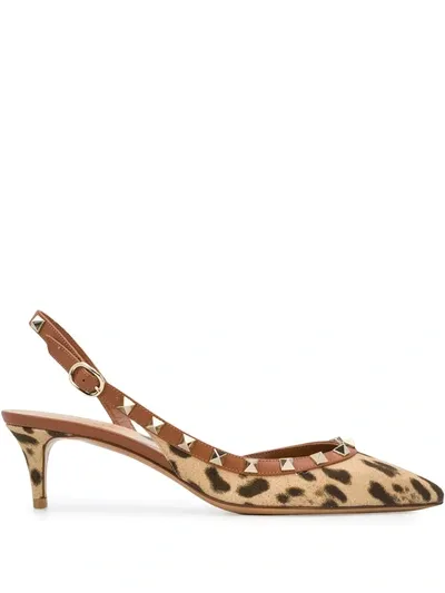 Valentino Garavani Rockstud 55mm Leopard-print Pumps In Neutrals