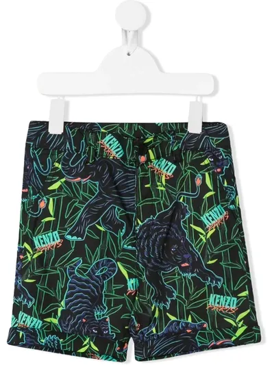 Kenzo Kids' Logo Graphic Print Shorts In Black