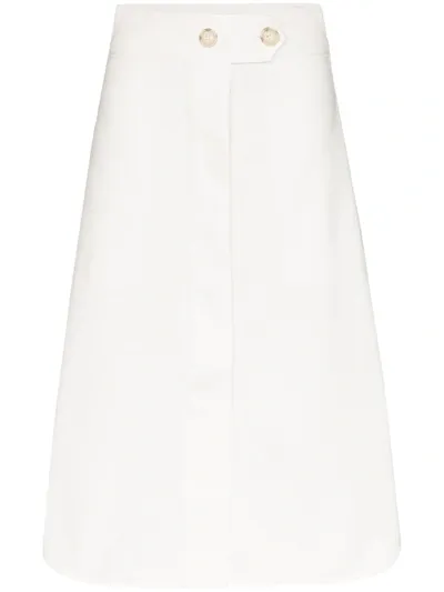 Lee Mathews High Waist Midi Skirt In White