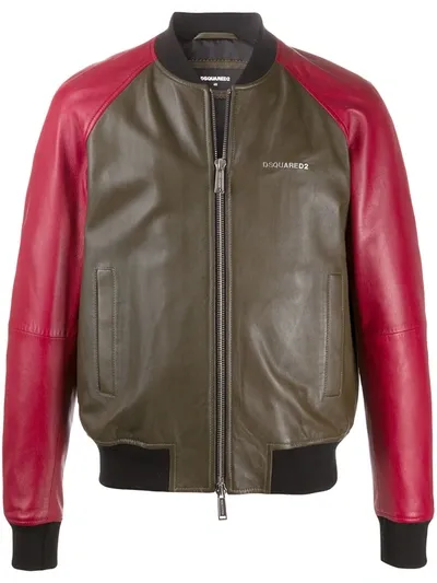 Dsquared2 Colour-block Bomber Jacket In Green