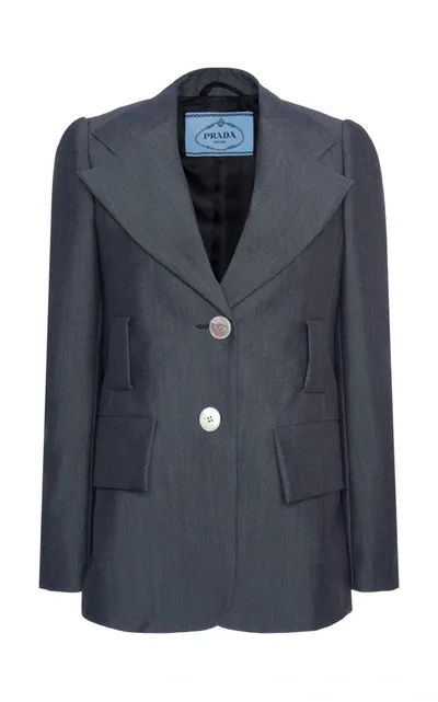 Prada Mohair-blend Blazer In Grey