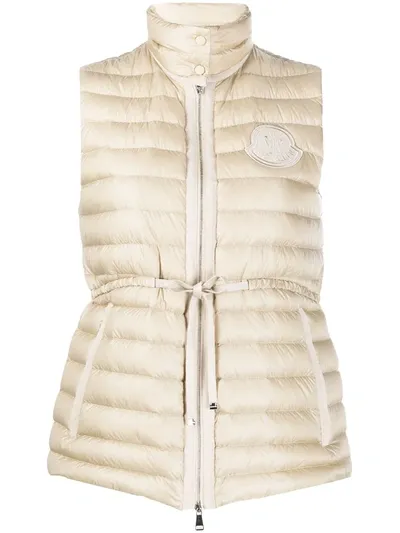 Moncler Quilted Fitted Gilet In Neutrals