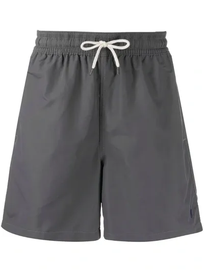 Polo Ralph Lauren Logo Embroidered Drawstring Swim Shorts In Grey