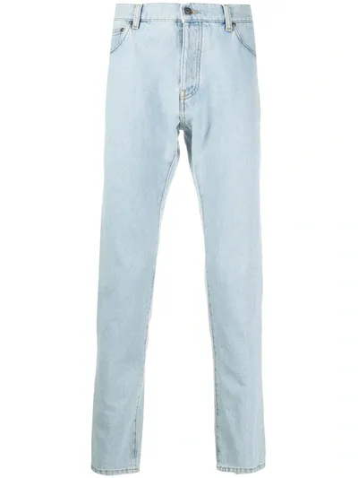 Msgm 16.8cm Slim Logo Detail Denim Jeans In Sky Blue