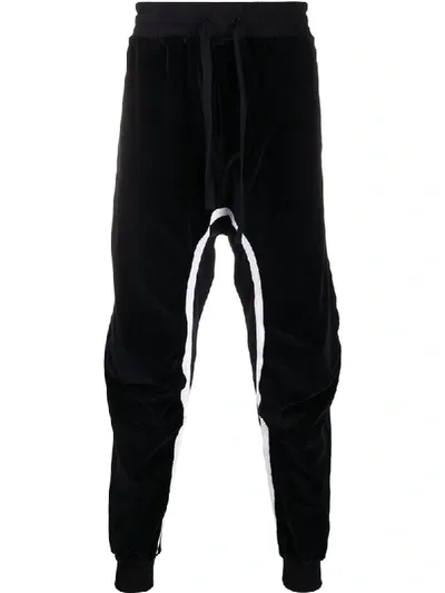 Haider Ackermann Striped Cotton-blend Velour Track Pants In Black