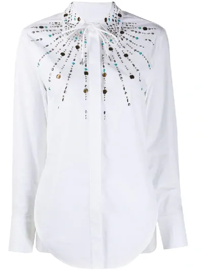 Rabanne Embellished Chest Detail Shirt In White