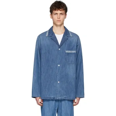 Maison Margiela Oversized Denim Shirt Jacket In Blue