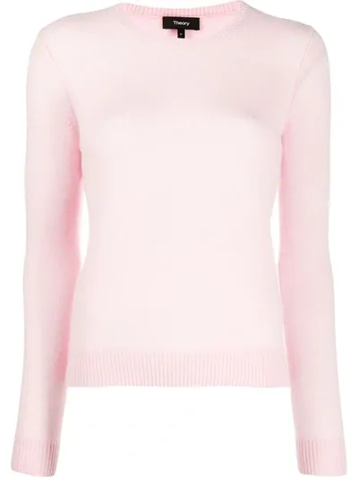 Theory Crew Neck Pullover Jumper In Pink