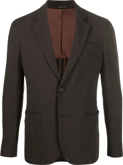 Giorgio Armani Lightweight Buttoned Blazer In Brown