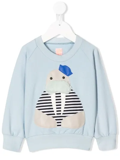 Wauw Capow Babies' Captain Walrus Sweater In Blue