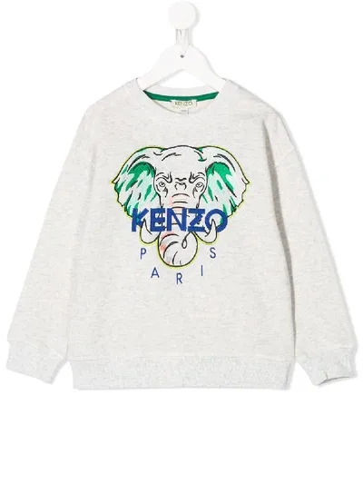 Kenzo Teen Embroidered Elephant Sweatshirt In Grey