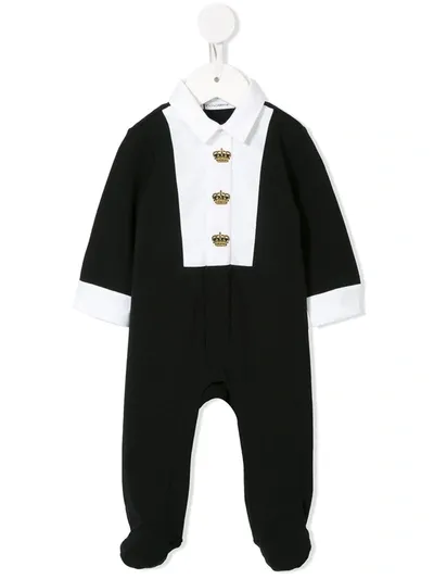 Dolce & Gabbana Babies' Suit Effect Romper In Nero