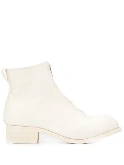 Guidi Cracked-effect Ankle Boots In White