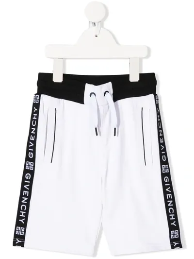 Givenchy Kids' Elasticated Logo Stripe Shorts In White