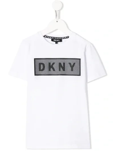 Dkny Kids' Short Sleeve Logo Print T-shirt In White