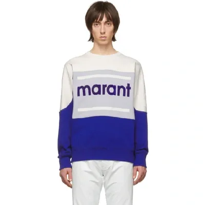 Isabel Marant Colour-block Logo Sweatshirt In 30lu Ltblue