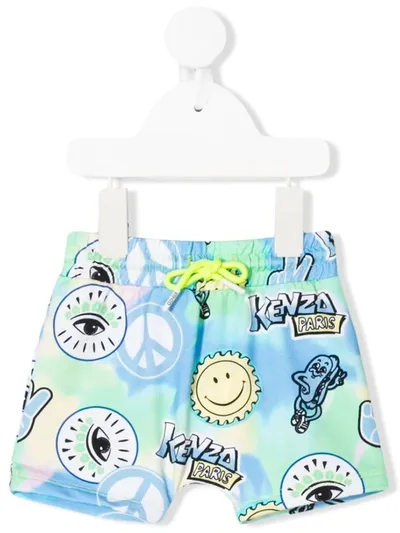 Kenzo Babies' Print Mix Shorts In Green