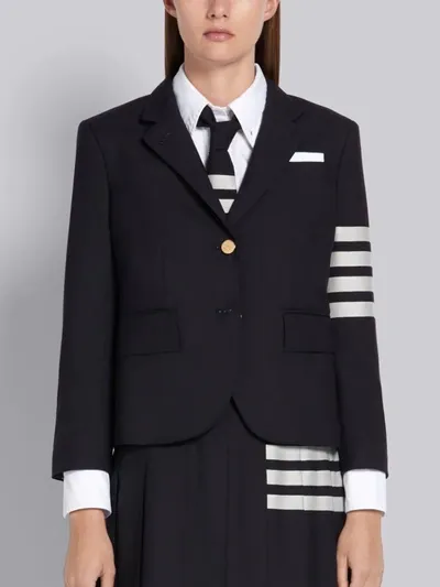 Thom Browne Navy Plain Weave Suiting Engineered 4-bar High Armhole Jacket