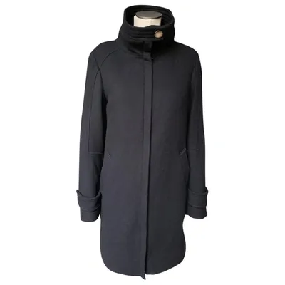 Pre-owned Moncler Wool Peacoat In Navy