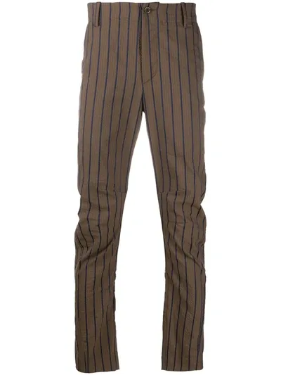 Uma Wang Striped Skinny Trousers In Brown