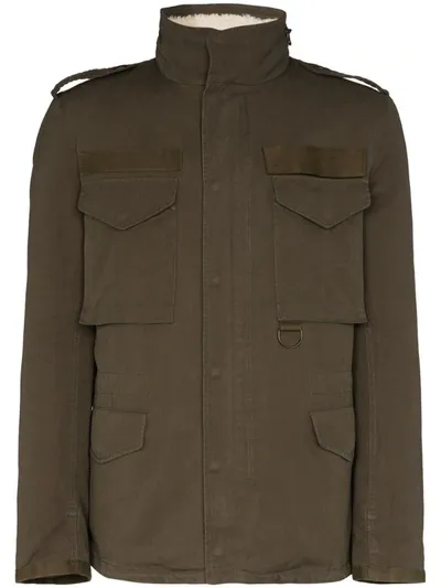 Yves Salomon Merino Wool-lined Jacket In Green