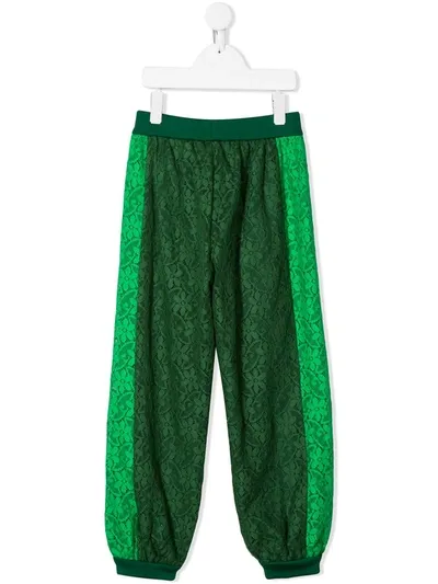 Gucci Kids' Green Sport Trousers With Flowers