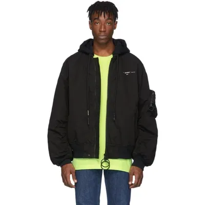 Off-white Vintage Hooded Utility Bomber Jacket In Black