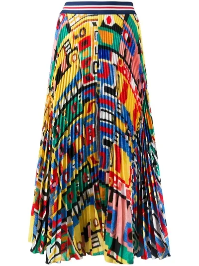 Stella Jean Multicolor Maya Pleated Skirt In Yellow