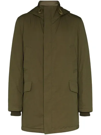 Yves Salomon Bachette Hooded Down Coat In Green