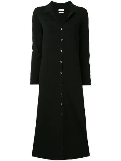 Deveaux Nye Stretch-knit Midi Shirt Dress In Black