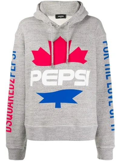 Dsquared2 Pepsi Cotton Jersey Sweatshirt Hoodie In Grey