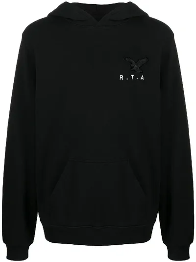 Rta Embroidered Eagle Logo Print Hoodie In Black