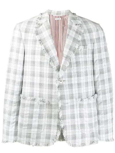 Thom Browne Seersucker Tweed Blazer Jacket In Grey