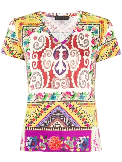 Etro Eastern Bricolage Print Cotton T-shirt In Neutrals