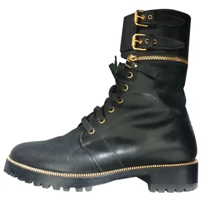 Pre-owned Sergio Rossi Leather Biker Boots In Black