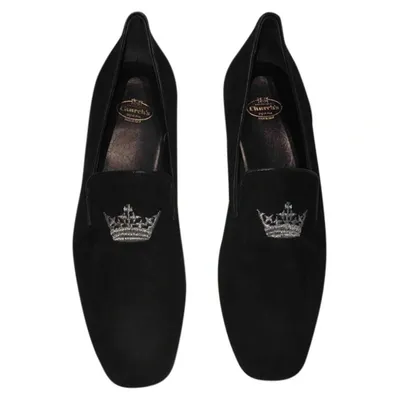 Pre-owned Church's Black Suede Flats