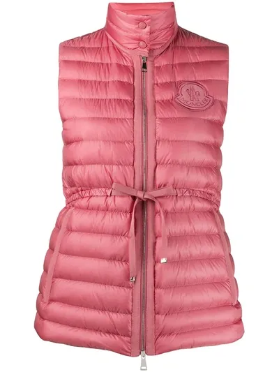 Moncler Drawstring-waist Quilted Down Gilet In Pink