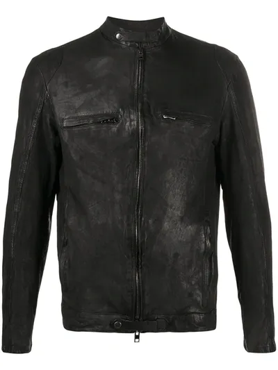 Salvatore Santoro Leather Biker Jacket In Black