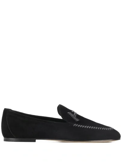 Tod's Double T Suede Slippers In Black